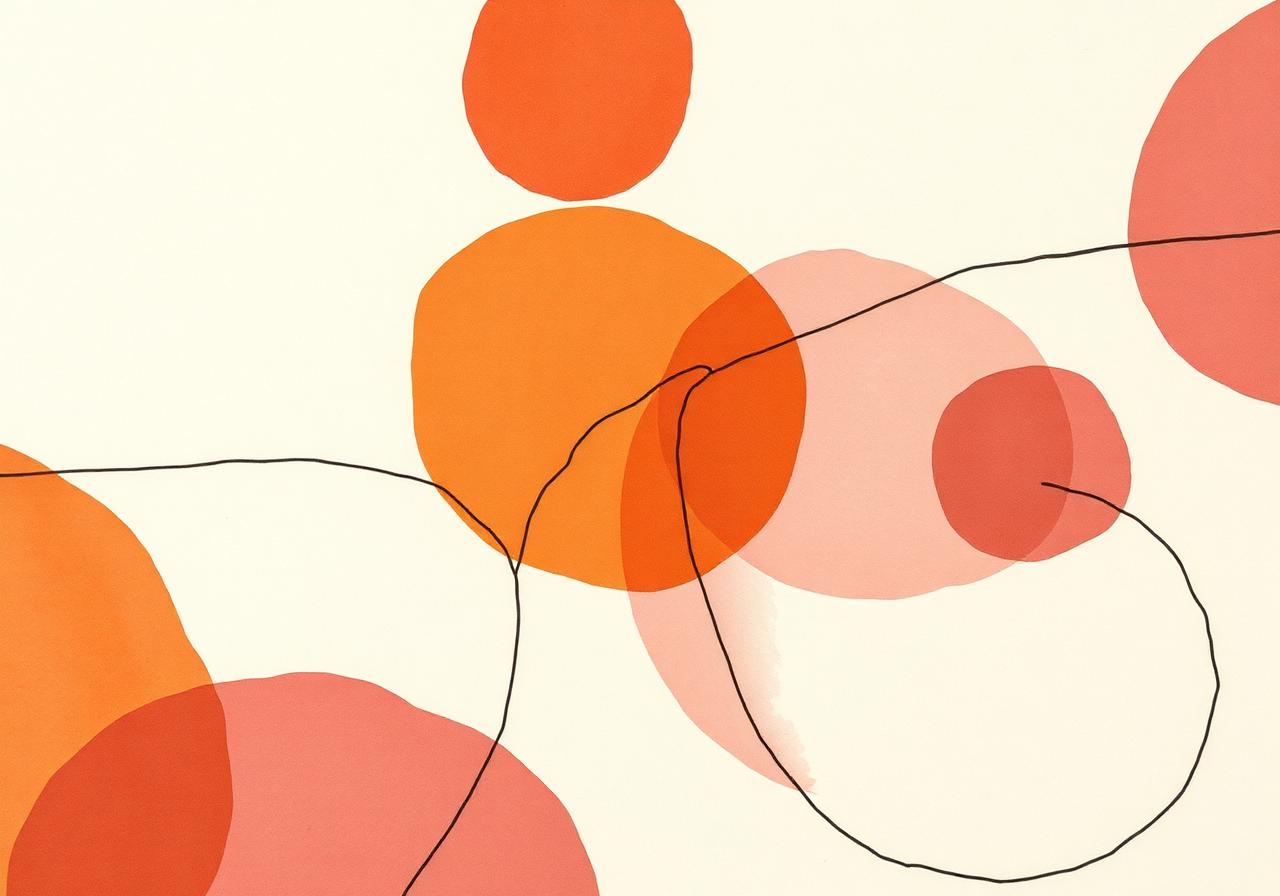 Cercles colorés se chevauchant traversés par une ligne d'encre noire, symbolisant des identités plurielles